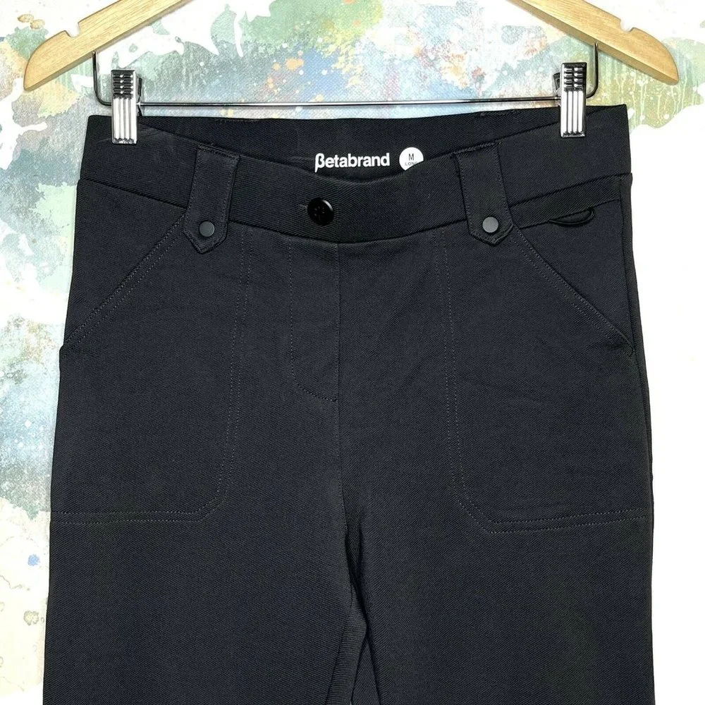 Betabrand Size Medium Long Pants Utility Skinny Leg Slate Gray Twill Pull On - Picture 2 of 7